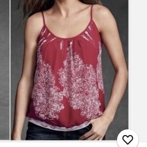 CAbi Heart of township red/white top adjustable straps w/banded hem